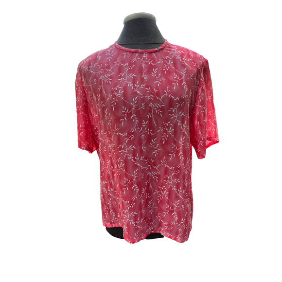 Pendleton blouse salmon with a white floral leaf design size 12 - Picture 1 of 4